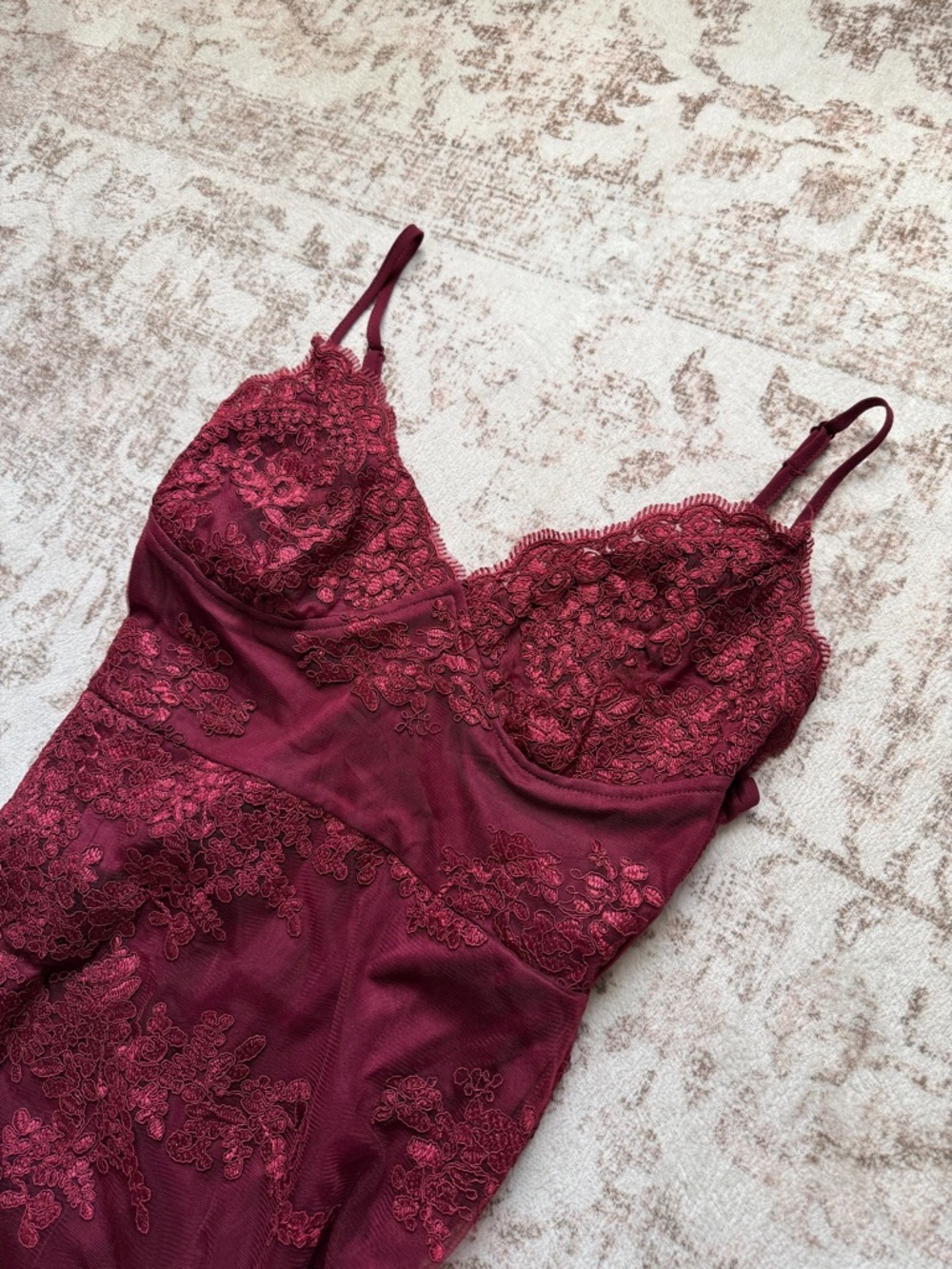 Fashion Nova Burgundy Lace Dress - Picture 5 of 8